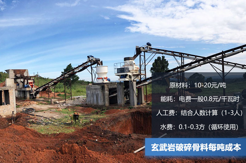 玄武巖破碎骨料每噸成本多少錢？玄武巖破碎設(shè)備有哪些？